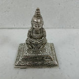 White metal square incense holder featuring a serene Buddha design, perfect for enhancing meditation and relaxation.