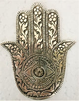 Intricate white metal HAMSA incense holder (12.3cm) adds artistic charm and tranquility to any space.