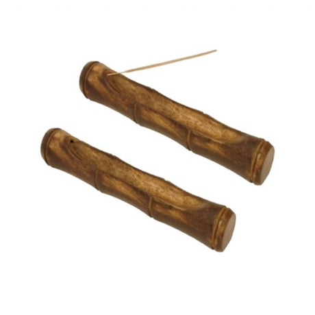 Bamboo shape incense burner, 10 inches long, elegantly crafted from sustainable wood for a calming aromatherapy experience.