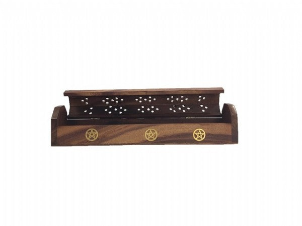 Elegant 12-inch Pentacle incense burner in Sheesham wood, perfect for meditation and creating a serene atmosphere.