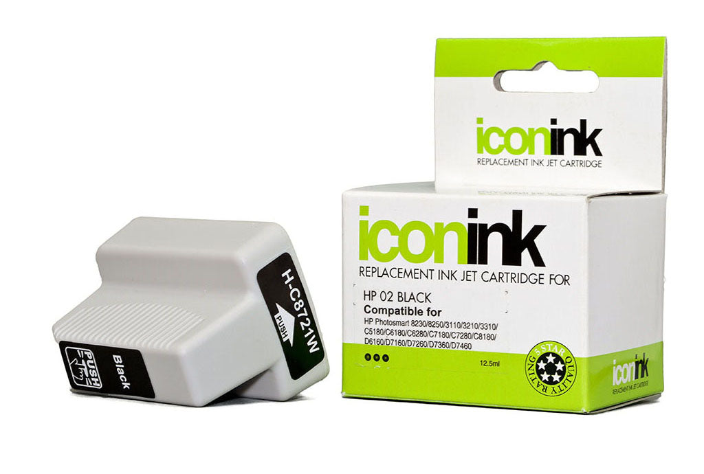 Icon Compatible HP 02 Black Ink Cartridge (C8721WA