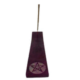 Pentacle Purple Soapstone Ash Catcher, 10"x2", elegantly captures incense ashes with a mystical design for spiritual spaces.