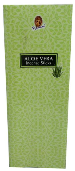 Kamini Aloe Vera incense sticks in a 20g box, offering a soothing scent for relaxation and a tranquil atmosphere.