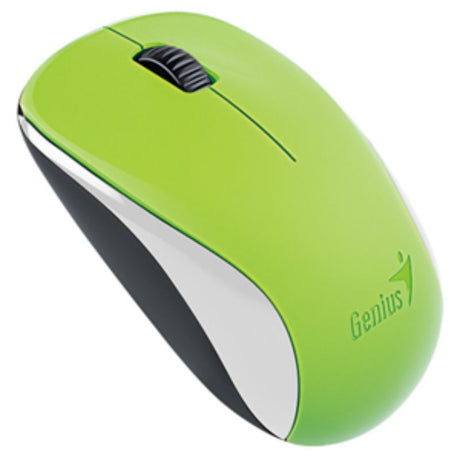 Genius NX-7000 USB Wireless Green Mouse, featuring 1200dpi BlueEye tech for accurate tracking and ambidextrous design.