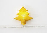 Gold tree-shaped fairy lights on a clear string, 1.8 meters long, adding festive charm to holiday decor.