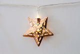 Rose gold star fairy lights on a clear string, 1.8m long with 10 charming stars, ideal for creating a magical ambiance.