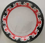 Stylish black and red disposable paper plates, set of 8, ideal for elegant parties and events, ensuring no spills.
