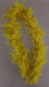 Vibrant yellow 2-yard feather boa, perfect for adding glamour to costumes, performances, and themed events.