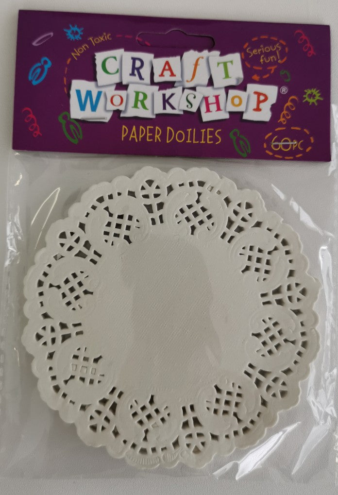 Circle paper doilies (60 pcs), 10cm diameter, intricately patterned, ideal for adding elegance to crafts and events.