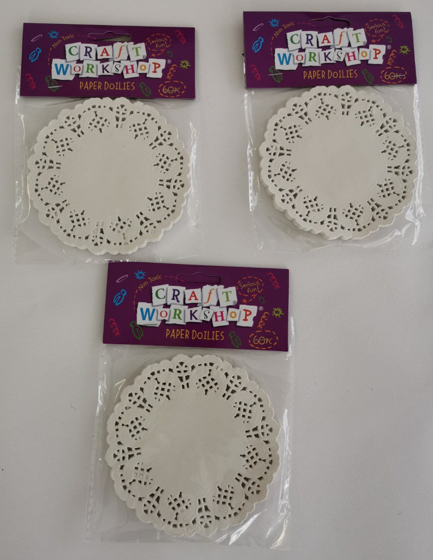 Circle paper doilies, 10cm, pack of 60, featuring intricate lace patterns for elegant crafting and decorating.