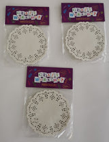 Circle paper doilies, 10cm, pack of 60, featuring intricate lace patterns for elegant crafting and decorating.