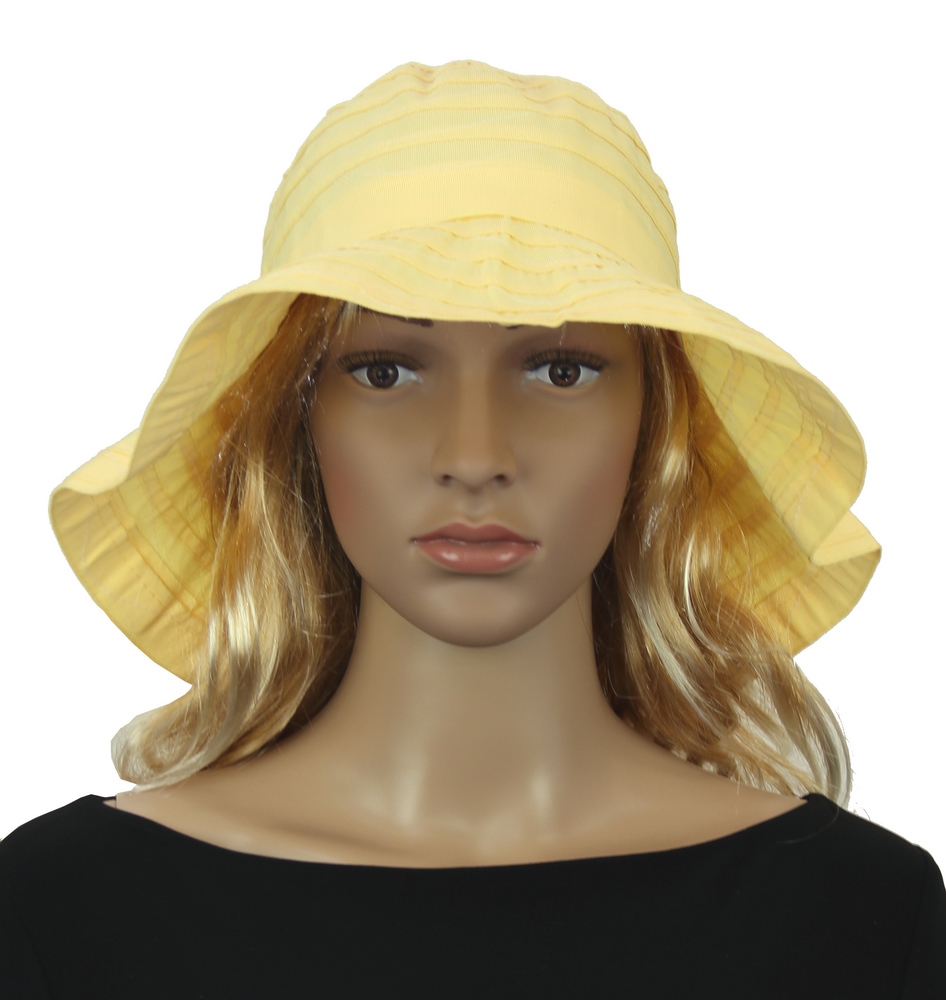 Vibrant lemon Ribbon Breton hat, 58cm, offering UPF 50+ protection, adjustable fit, perfect for summer outings.
