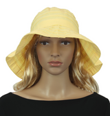 Vibrant lemon Ribbon Breton hat, 58cm, offering UPF 50+ protection, adjustable fit, perfect for summer outings.