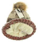 Vibrant cerise beanie hat with matching lining, crafted from 100% acrylic for warmth and stylish winter comfort.