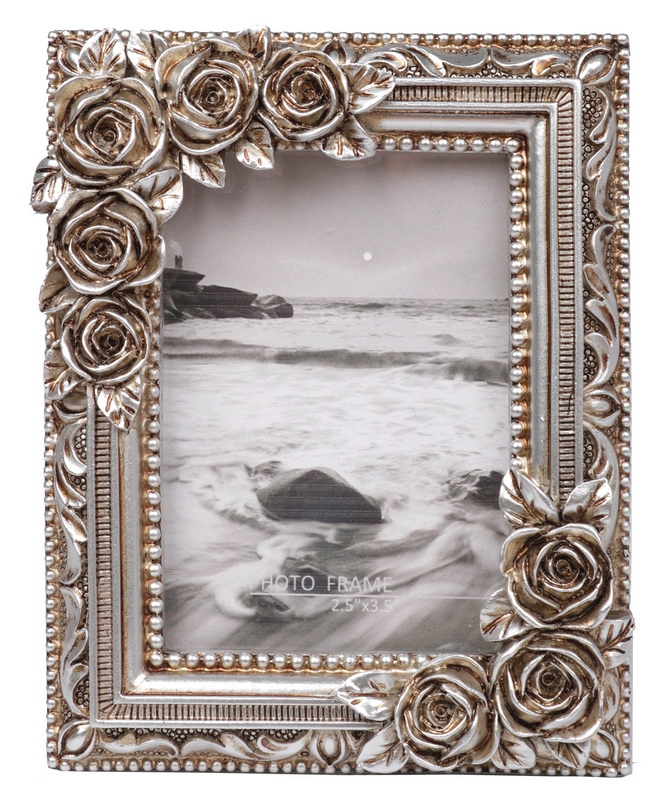 Elegant Primrose Rectangle Photo Frame in Champagne finish, holds 2.5 x 3.5 inch photos, perfect for showcasing memories.