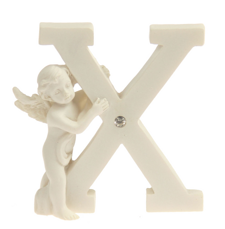 Cherub Letter - X, a whimsical decorative letter featuring a charming cherub design, perfect for kids' decor and personalized gifts.