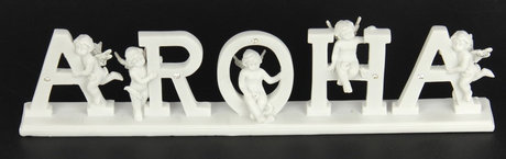 Charming AROHA Word Set of 3, 7.8cm high, perfect for uplifting home or office decor with inspirational phrases.