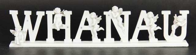 Decorative WHANAU word set showcasing "family" in Maori, perfect for home decor and gift-giving, 7.8cm high letters.