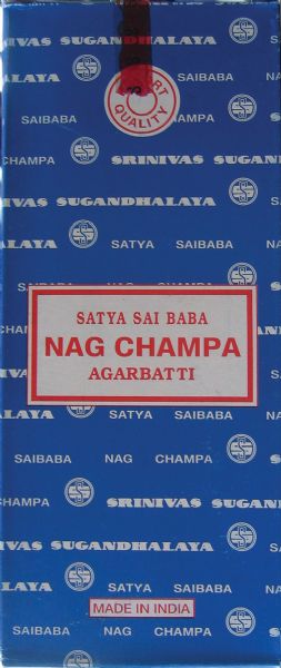 A pack of 10gm Satya Nag Champa incense sticks, ideal for meditation and relaxation, emitting a soothing earthy fragrance.