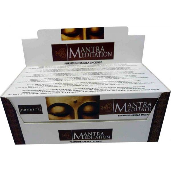 Nandita Mantra Meditation Incense pack, 15gm, promoting relaxation and mindfulness with natural, enchanting aromas.