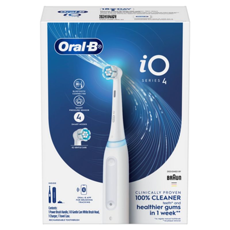 Electric toothbrush in Alabaster White with round brush head, smart modes, pressure sensor, and AI coaching for superior cleaning.