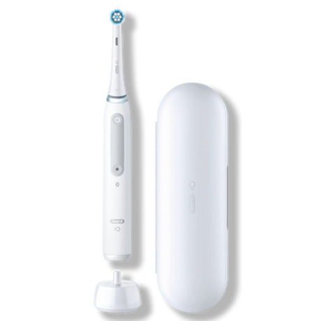 Electric toothbrush in Alabaster White featuring smart modes, pressure sensor, and AI coaching for optimal dental care.