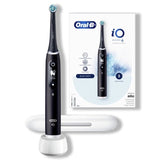 Sleek black Oral-B iO 6 Series rechargeable toothbrush with AI guidance and five personalized cleaning modes for optimal oral care.