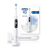 Braun Oral-B iO Series 7 Electric Toothbrush in Black Alabaster White with smart pressure sensor and AI display for optimal cleaning.