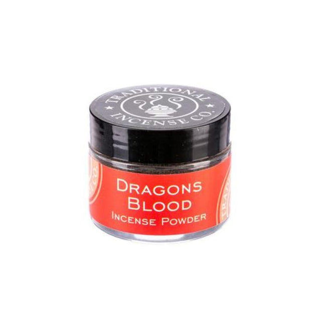 Dragons Blood Incense Powder in a 20gm jar, perfect for effortless relaxation and enhancing your meditation space.