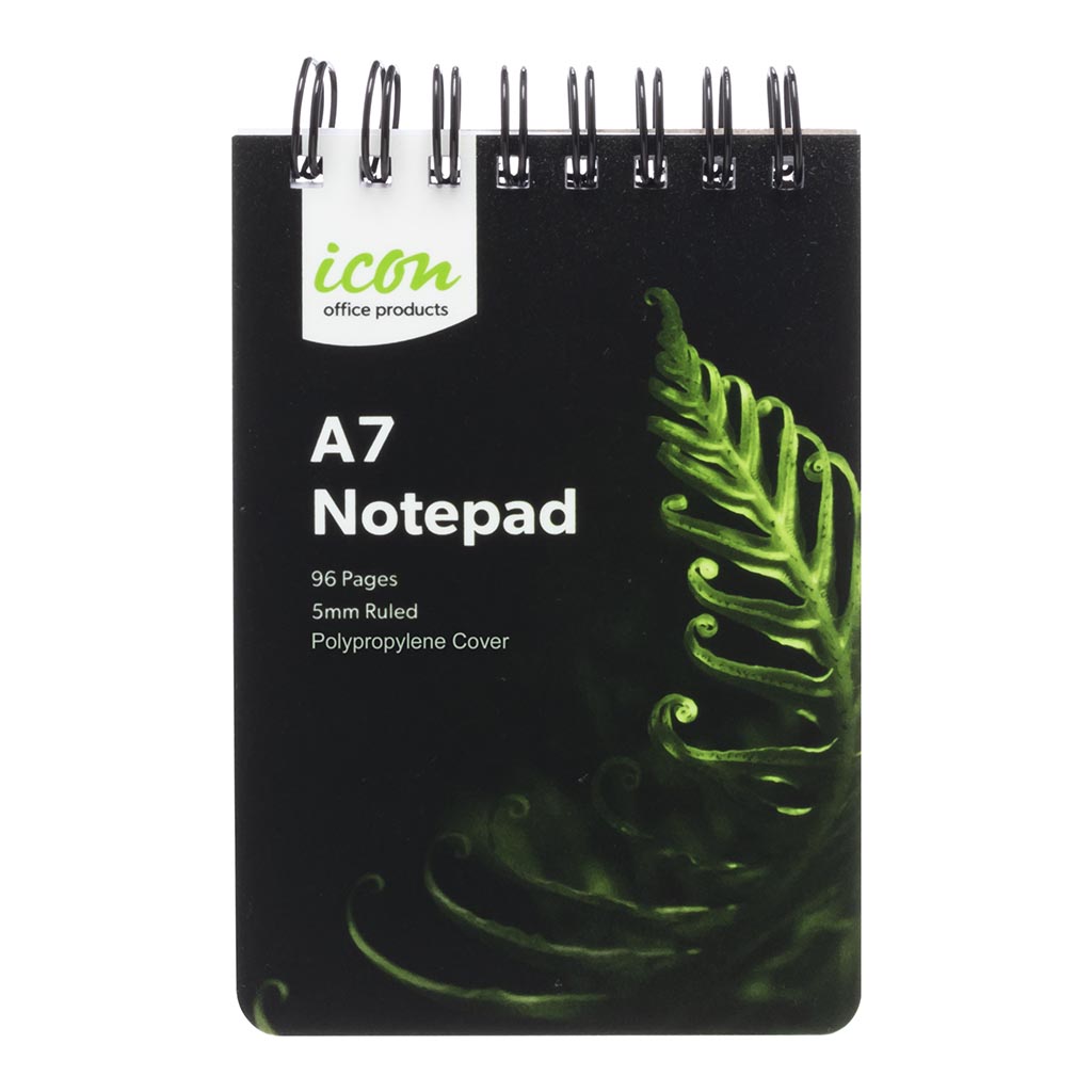 Icon Spiral Notepad A7 PP Cover Black 96 pg  (Pack of 12)