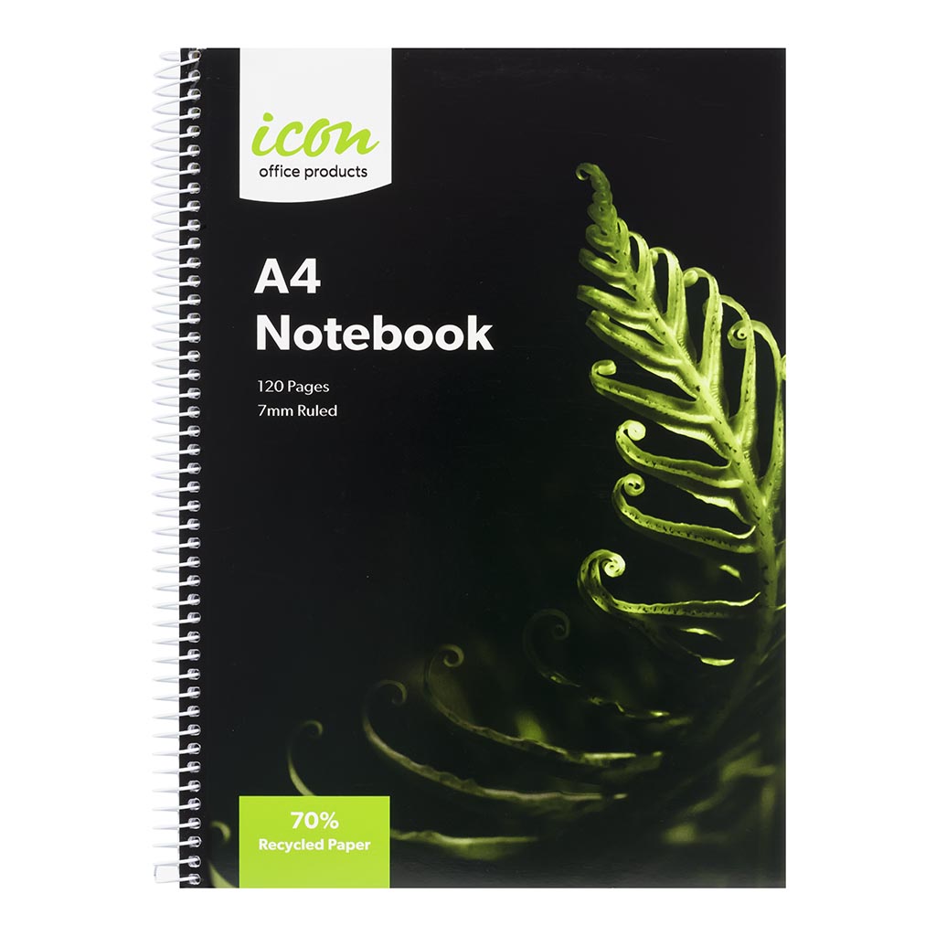 Icon Spiral Notebook A4 Soft cover 120 pg 70% Rec (Pack of 3)