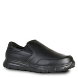 Slip-on jogger in black, UK size 9, featuring slip-resistant sole for safety and comfort in various work environments.