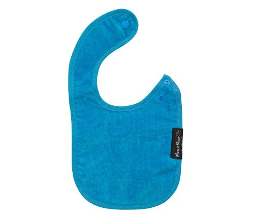 Teal Infant Wonder Bib for newborns, made of cotton with water-resistant backing, protects against dribble rash, machine washable.