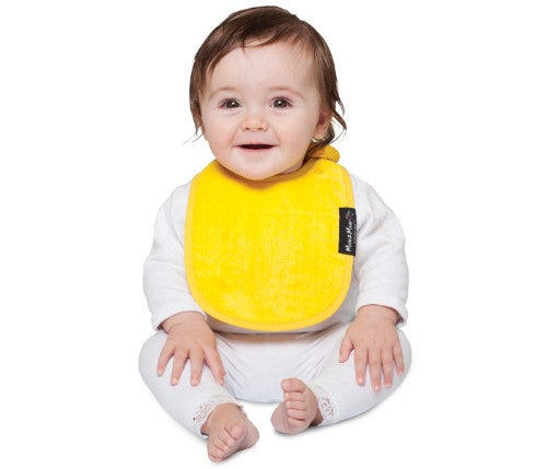 Infant Wonder Bib in yellow, crafted from soft cotton, designed for comfort and dryness for newborns and premature babies.