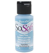 Vibrant Island Blue fabric paint in 1oz, perfect for soft, durable designs on fabric, faux leather, and canvas.