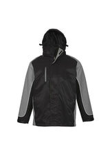Unisex Nitro Jacket in Black, Grey, and White, 5XL, featuring a cozy fleece lining, concealed hood, and modern contrast panels.