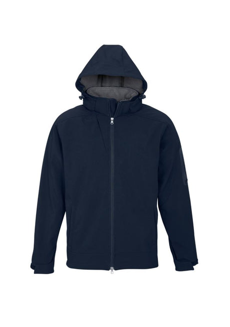 Men's Summit Jacket in Navy/Graphite, size 2XL, featuring water-repellent fabric, adjustable hood, and breathable fleece lining.