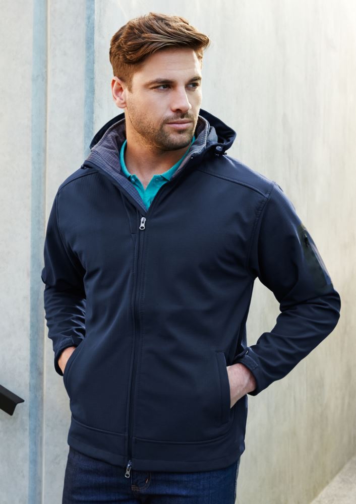 Men's Summit Jacket in Navy/Graphite, size S, featuring 4-way stretch, breathable fabric, and advanced windproof, water-repellent technology.