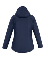 Ladies Eclipse Jacket in navy, 2XL, featuring a waterproof shell, zip-off hood, and stylish quilted metallic lining.