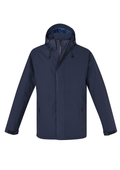 Navy men's Eclipse jacket in XL, featuring waterproof shell, detachable hood, and quilted lining for warmth and style.