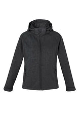 Stylish black Ladies Geo Jacket in Small, featuring a breathable TPU membrane, soft fleece lining, and removable hood.