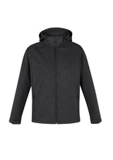 Mens Geo Jacket in Black, 3XL - a stylish, versatile softshell with removable hood, breathable fabric, and cozy fleece lining.