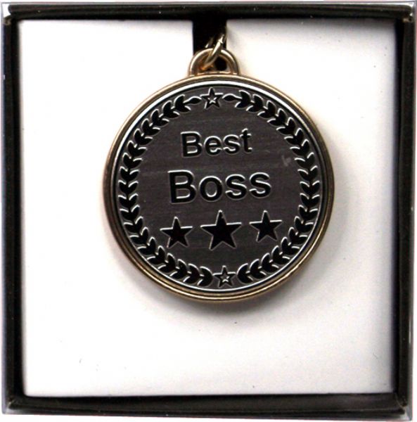 Elegant medal keyring declaring 'Best Boss', perfect gift to show appreciation for exceptional leadership.