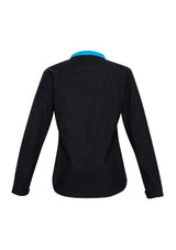Ladies Geneva Jacket in Black/Cyan, size XL, featuring water-repellent fabric, stylish design, and adjustable fit for modern women.