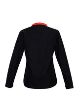 Ladies Geneva Jacket in Black and Red, size 2XL, featuring water-repellent fabric, adjustable cuffs, and stylish design.