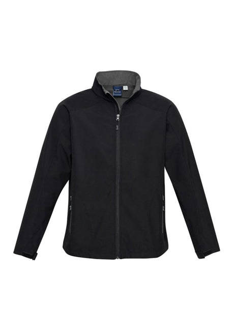 Kids Geneva Jacket in Black and Graphite, size 8, featuring breathable fabric, adjustable cuffs, and water-repellent technology.