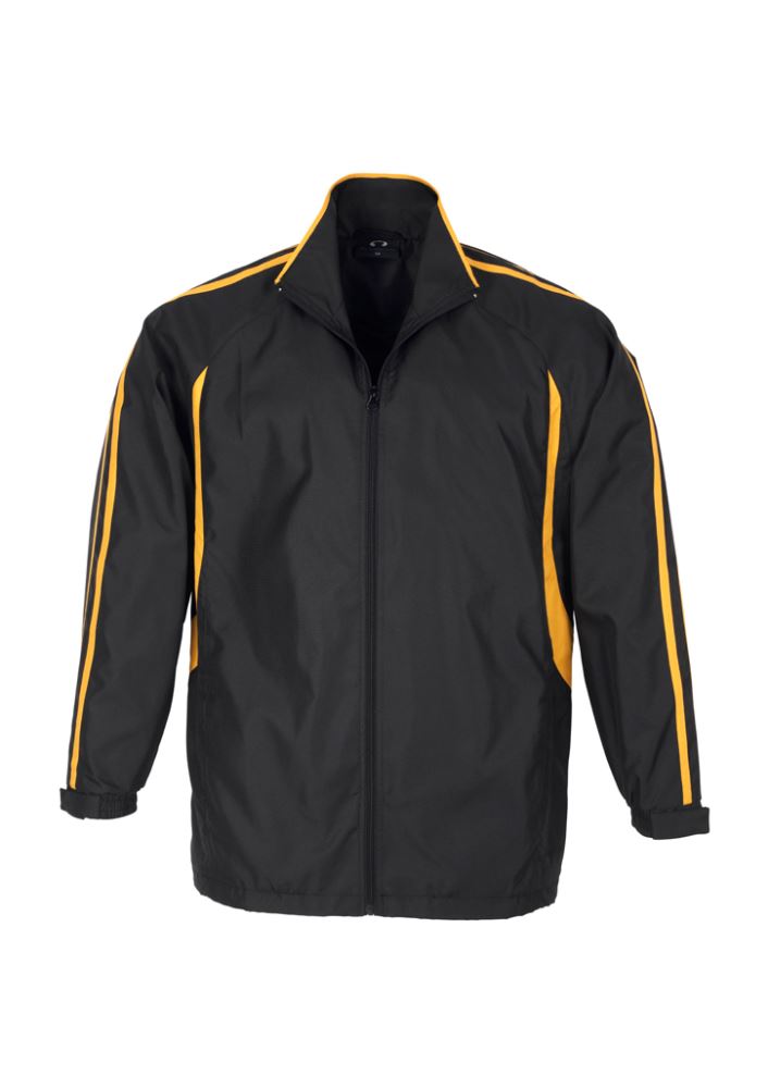 Adults Flash Track Top in Black/Gold, size 3XL, featuring zippered pockets and showerproof microfibre fabric for outdoor wear.