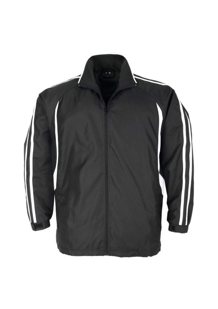 Adults Flash Track Top in Black/White, Size S, featuring a full zip, breathable fabric, and sporty raglan sleeves.
