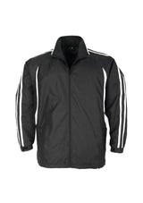Adults Flash Track Top in Black/White, Size S, featuring a full zip, breathable fabric, and sporty raglan sleeves.