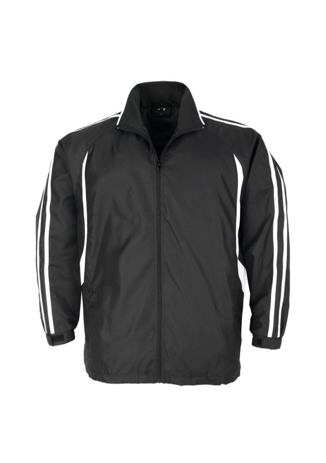 Adults Flash Track Top in Black/White, Size S, featuring a full zip, breathable fabric, and sporty raglan sleeves.